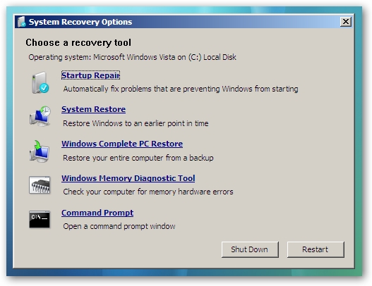 System Recovery Windows Vista